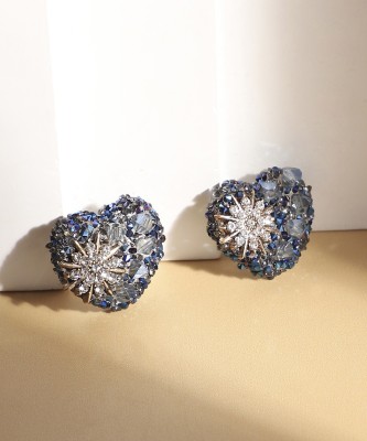 SOHI Women's Flora Heart Stud Earrings - Midnight Blue Acrylic Stud Earring