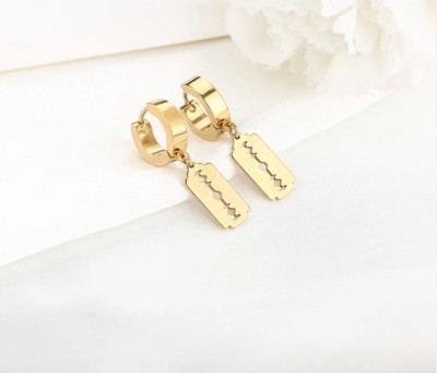 house of common Stylish Gold Plated Blade Design Earrings Brass Earring Set