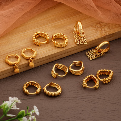 Weroxa Combo of 6 Brass Huggie Earring
