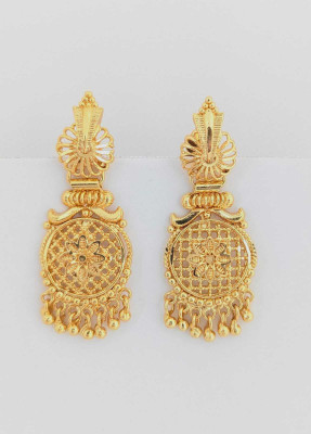 Rithvin Fashion Traditional gold-toned filigree and floral design Earrings Alloy Tassel Earring