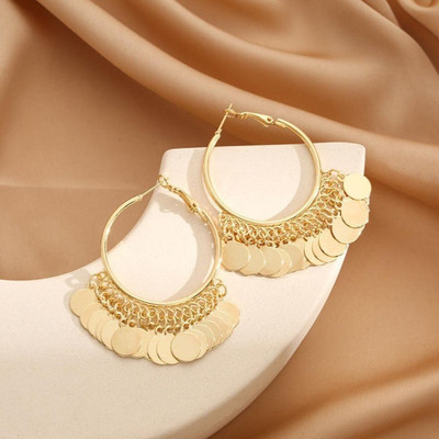 ADORNITY Goledn Traditional Hoop Drop Earrings For Women and Girls wedding Jewellery Alloy Drops & Danglers