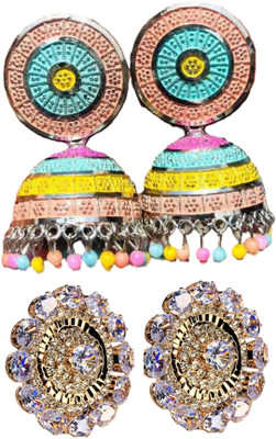 Hernger traders Rainbow-Earrings002_04 & jumkii-@23_04 Cubic Zirconia Alloy Earring Set