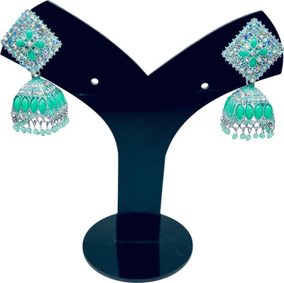 YourBlingBox Earring with studded Multicolour stones and beads Alloy Jhumki Earring