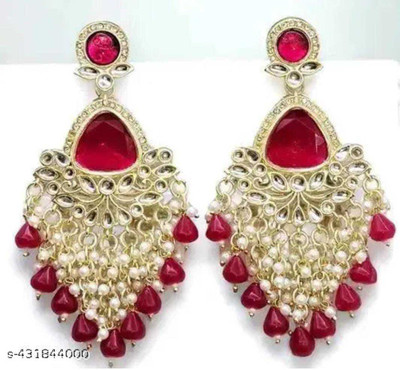DANGAR ENTERPRISE Beads Polki Stone Kundan Earring Set for Girls and Women Alloy Jhumki Earring