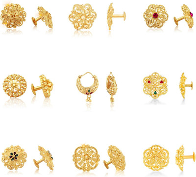 VIGHNAHARTA Traditional wear (VFJ1086-1113-1096-1088-1101-1197-1099-1124-1198ERG) Gold Plated Stud and Bali Earrings Mega Combo set Alloy Stud Earring