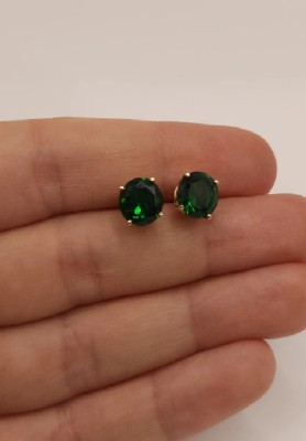 Ceylonmine01 Natural Emerald Gemstone Metal Gold Plated Earring Emerald Brass Stud Earring