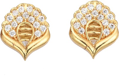 AanyaCentric Elegant Gold Plated AD Earrings Fashionable, Lightweight, Affordable Cubic Zirconia Brass Stud Earring