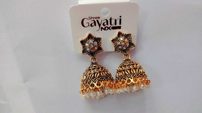 Samrudhi Traditonal Ethnic Studded Gold Platted Big Oxxidize For Girl and Women Alloy Chandbali Earring, Earring Set, Jhumki Earring, Plug Earring, Stud Earring