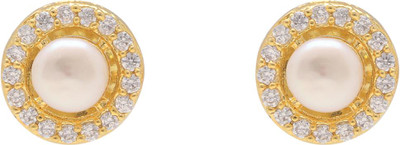 Sri Jagdamba Pearls Khushi Pearl Earrings Cubic Zirconia Stone Stud Earring