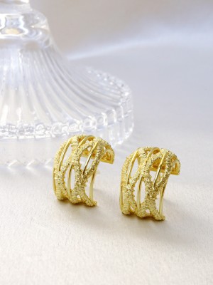 Perfectly Average Wire Coiled Textured Earrings Brass Earring Set