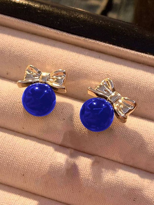 glowtesto Korean Style Boho Bow Earrings for Women, Dirty Pearl Stud Earrings for Girls Alloy Drops & Danglers