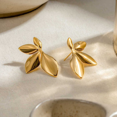 ADORNITY Stylish Half Floral Stud Earrings For Women Girls Korean Jewellery Alloy Stud Earring