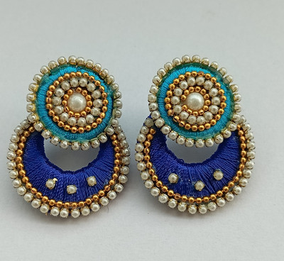 Nidhi's - World of Creation Silk Thread Chandbali Earrings Cotton Dori Chandbali Earring