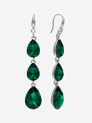 Kushal's Fashion Jewellery Green Rhodium Party Zircon Trendy Drop Earrings Zircon Copper Drops & Danglers