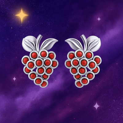925 SILLER 925 Pure Silver Grape Stud Earrings Sterling Silver Stud Earring