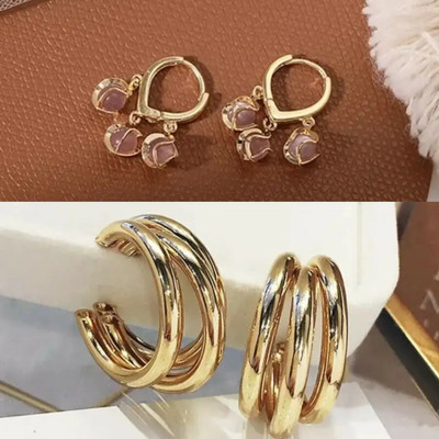 estailo fashion Estailo Hoop Cozy Crystal Hoop Earrings Alloy Drops & Danglers