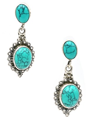 Berryb 925 Oxidised Silver Earrings for Women - Natural Stone Sterling Silver Earring Set