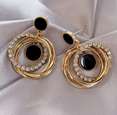 AKISON JEWELS Gold Ad Stone Drop Korean Earrings For Women Girls Trendy Western Fashion Crystal, Diamond, Cubic Zirconia Alloy Earring Set, Drops & Danglers