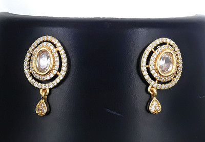Anujeet Fashion Hub Gold Plated Covering 5 metal Impon AD Stone Small Floral Danglers For Women/Girl Copper Drops & Danglers