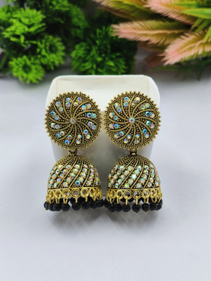 MAYTAG Fancy Big Size Jhumka Earrings For Women And Girls Diamond Alloy Jhumki Earring, Earring Set