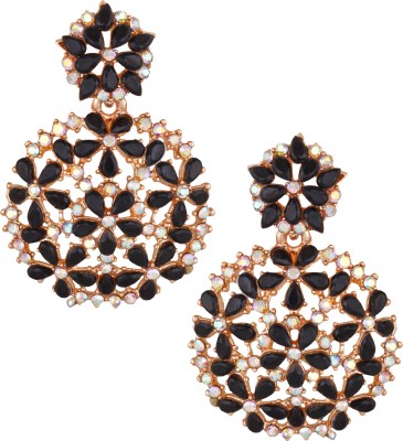 VIGHNAHARTA Allure Beautiful Earrings CZ and Black Artificial Stone and chandbali Earrings Cubic Zirconia, Beads Alloy Chandbali Earring