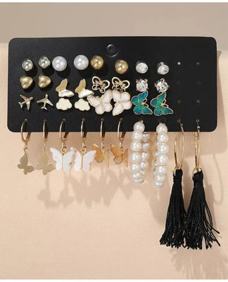 Vembley Stylish Different shapes earring set for girls set of 17 pairs Alloy Stud Earring