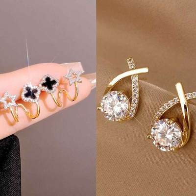 Saugaat Craft Western Style Trending Combo Pack of 2 Korean Studs Earrings For Women And Girls Alloy Drops & Danglers, Stud Earring, Earring Set