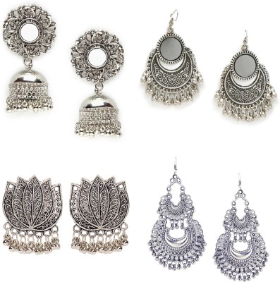 Pihu Collections oxidised earring combo set of 4 Beads Alloy Stud Earring, Hoop Earring, Jhumki Earring