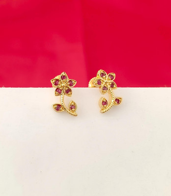 KAKOSHI IMITATION WOMEN STUD Diamond, Ruby Brass Stud Earring