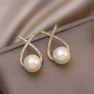 house of common Gold Plated Infinity Necklace and Korean Earring for Women and Girls Alloy Stud Earring