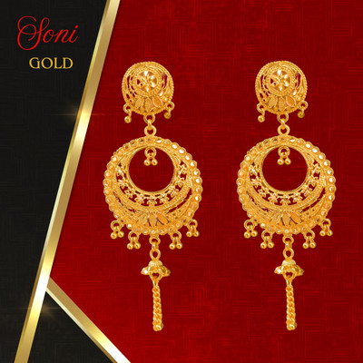 Shri Radha Moon Stylish Gold Plated Jhumka Earrings Ethnic Wear for Girls Alloy Drops & Danglers