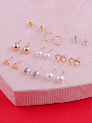 Dressberry Dressberry 7 Pairs Earrings Combo Set Latest Pearl Earrings for Women and Girls Pearl Alloy Stud Earring