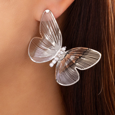 HM Creation Silver butterfly earring for woman and girls in unique style Alloy Drops & Danglers