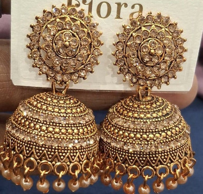 SAKETHAM Peacock Petals Alloy Jhumki Earring