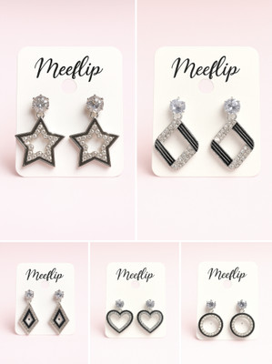 meeflip Cubic Zirconia Plastic, Alloy Stud Earring