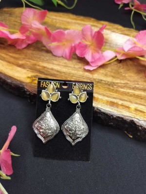 Red Chiku Ox Yellow Stone Plant Design Earring Alloy Earring Set Cubic Zirconia Alloy Drops & Danglers