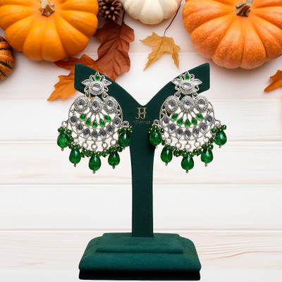JEWELJIO JJ06-Green Alloy Chandbali Earring