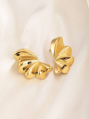 RAPPERSSHOP Sculptural Gold Shell Statement Earrings for Women Stainless Steel Stud Earring, Earring Set, Plug Earring