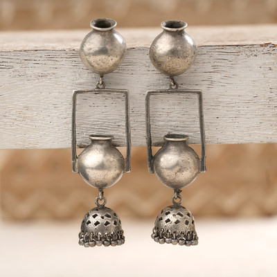 Sanseeta Mridghat- Silver Brass Oxidised dangler Earrings Bronze Drops & Danglers