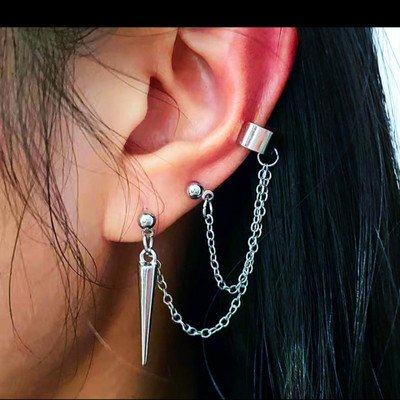 WoodenBurg Stylish Silver Plated Angel Wing Chain Ear Cuff/Earring for Women & Girls Alloy Cuff Earring
