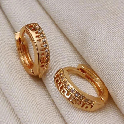 TULSI ENTERPRISE Gold Plated Huggie Earrings for Women & Girls (Pack of 1 Pair) Brass Huggie Earring