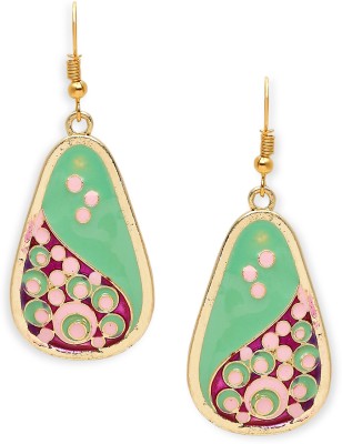 Oomph Mint Green & Pink Meenakari Ethnic Drop - Peacock Design for Women & Girls Beads, Crystal Alloy Drops & Danglers