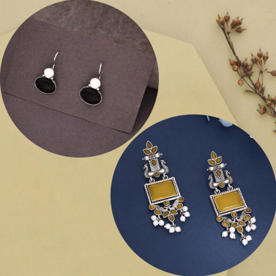 Vedda Silver Earring for Women & Girls Beads Brass Drops & Danglers, Stud Earring