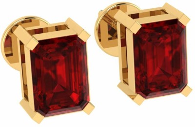 Diamtrendz Jewels Emerald Solitaire Gemstone July Birthstone Yellow Gold Plated Sterling Silver Ruby Silver Stud Earring