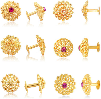 VIVASTRI Traditional wear Alloy Gold Plated Stud & Bali Earrings (6 Pair)Mega Combo set Cubic Zirconia Alloy Stud Earring
