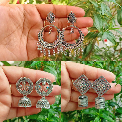 Jhumka Street Jhumka Earrings for girls and women Pack of 3 Alloy Jhumki Earring