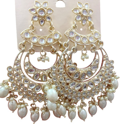 NEHA SPORTS Stylish White Earrings for Women & Girls | Elegant Party Wear Fashion Jewellery Metal Jhumki Earring