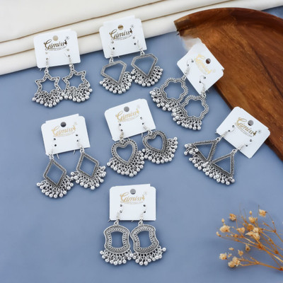 Gimiss Oxidised Silver Traditional Earring Combo–Designer Jhumka Alloy Earring Set