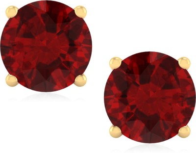 Iski Uski Lifestyle Yellow Gold Plated Ruby Earrings Ruby Sterling Silver Stud Earring