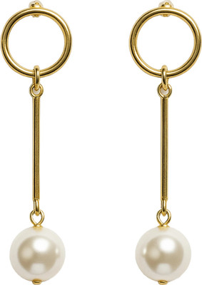 kailash creation Kailash Creation Luna Drop Gold Plated Pearl Dangler Earrings for Women - Alloy Drops & Danglers